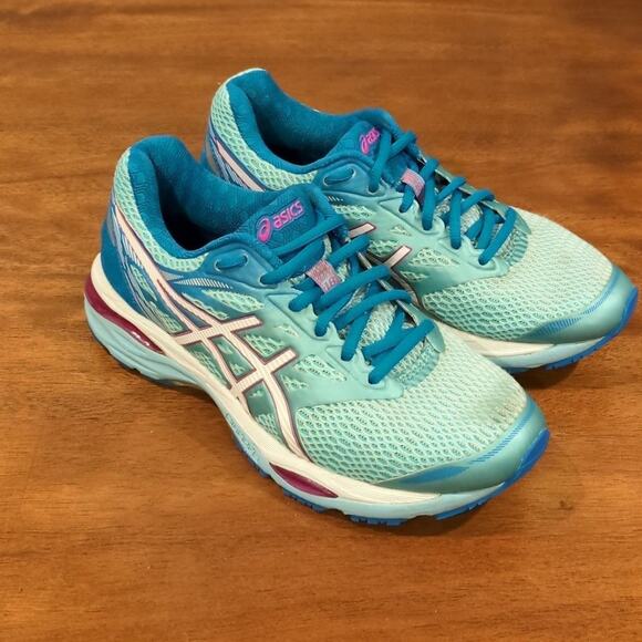 Asics GEL-Cumulus 18 Aqua Splash/White/Pink Glow Women size 7 - Picture 2 of 7